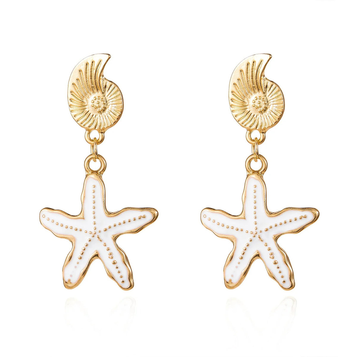 Boucles d'Oreilles Coquillage Pendantes Étoile