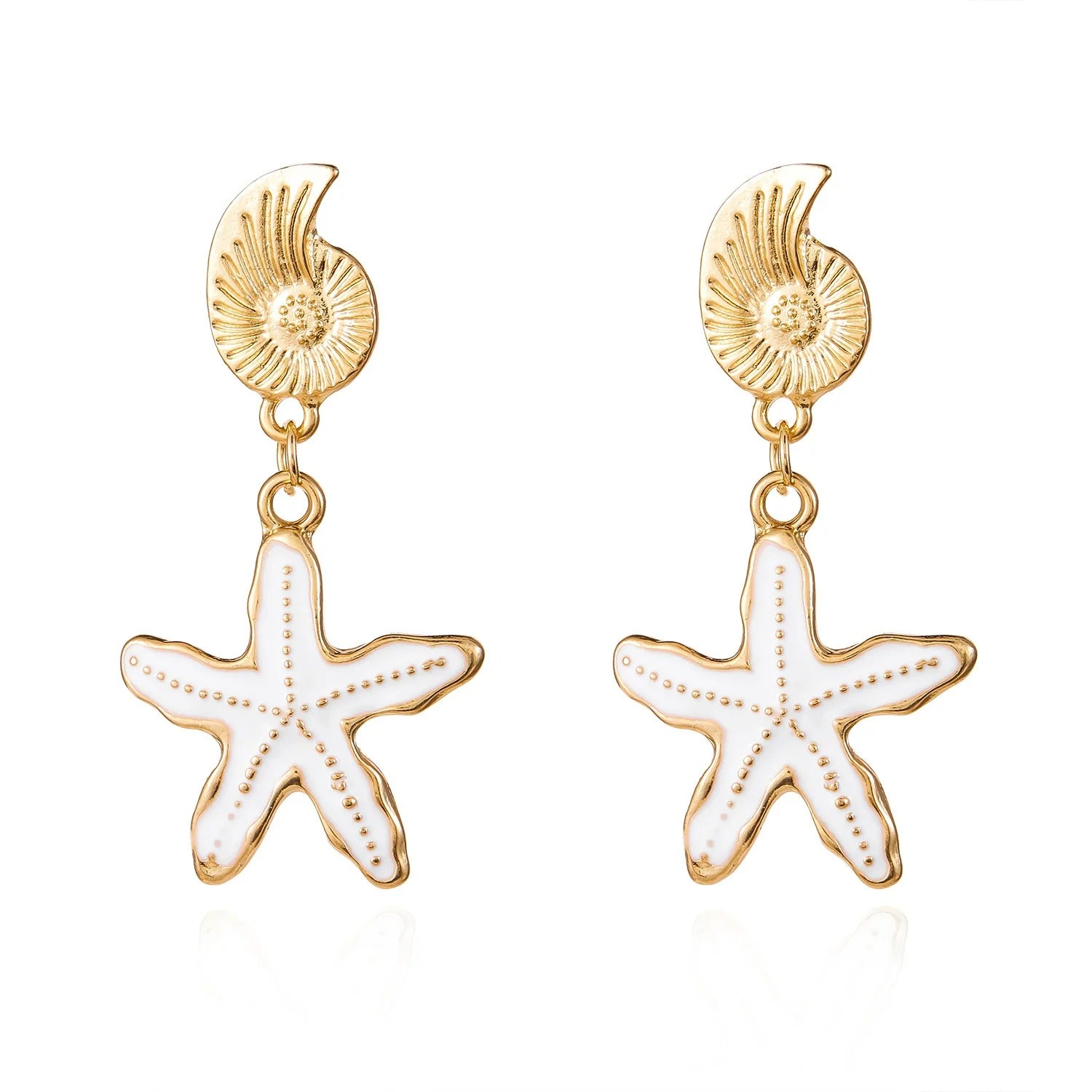 Boucles d'Oreilles Coquillage Pendantes Étoile