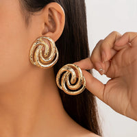 Boucles d’Oreilles Dorée Spirale Martelée