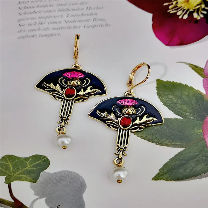 Boucles d'Oreilles Originales en Forme d'Éventail Image