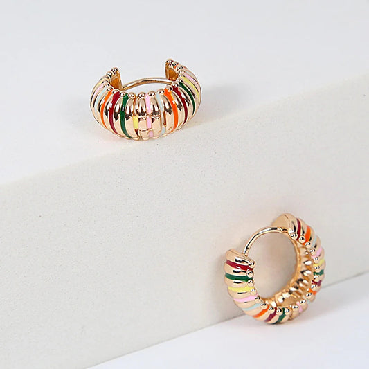 Boucles d'Oreilles Originales Multicolore en Émail