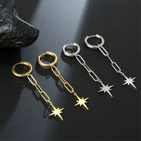 Boucles D'Oreilles Pendantes Originales Étoile Acier Inoxydable