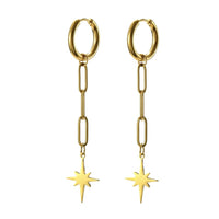 Boucles D'Oreilles Pendantes Originales Étoile Acier Inoxydable