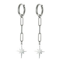 Boucles D'Oreilles Pendantes Originales Étoile Acier Inoxydable