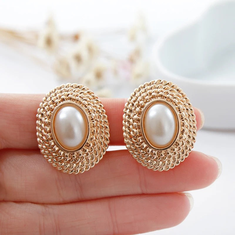 Boucles d'Oreilles Clip Confort Perles Ovales Image