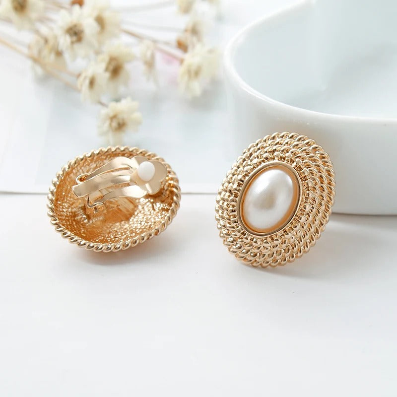 Boucles d'Oreilles Clip Confort Perles Ovales Image
