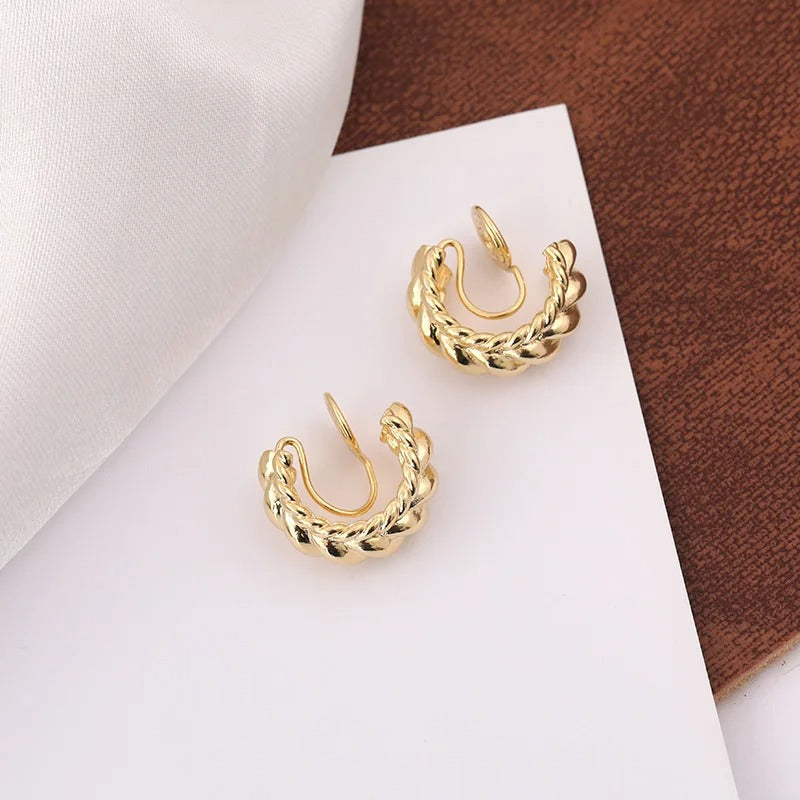 Boucles d'Oreilles Clip Confort Style Torsadé