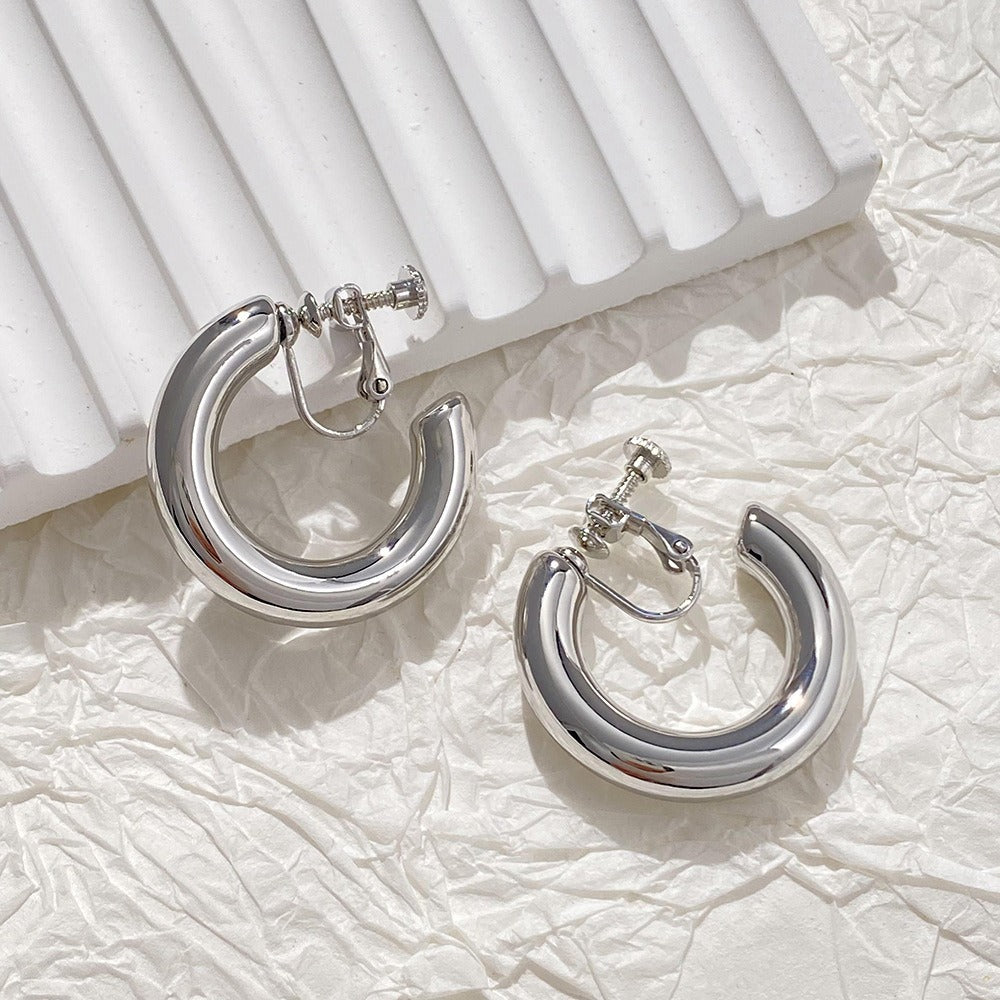 Boucles D'oreilles Clips Créoles Dorées