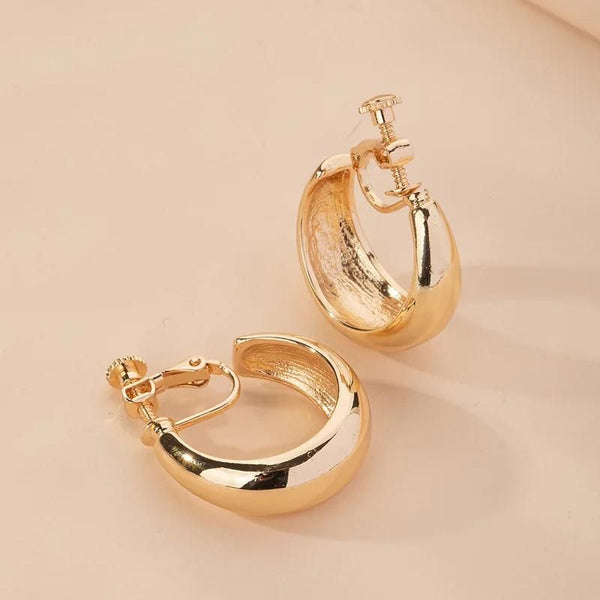 Boucles D'Oreilles Femme 925 Chaîne De Argent À Clip Creoles Plaqué Or