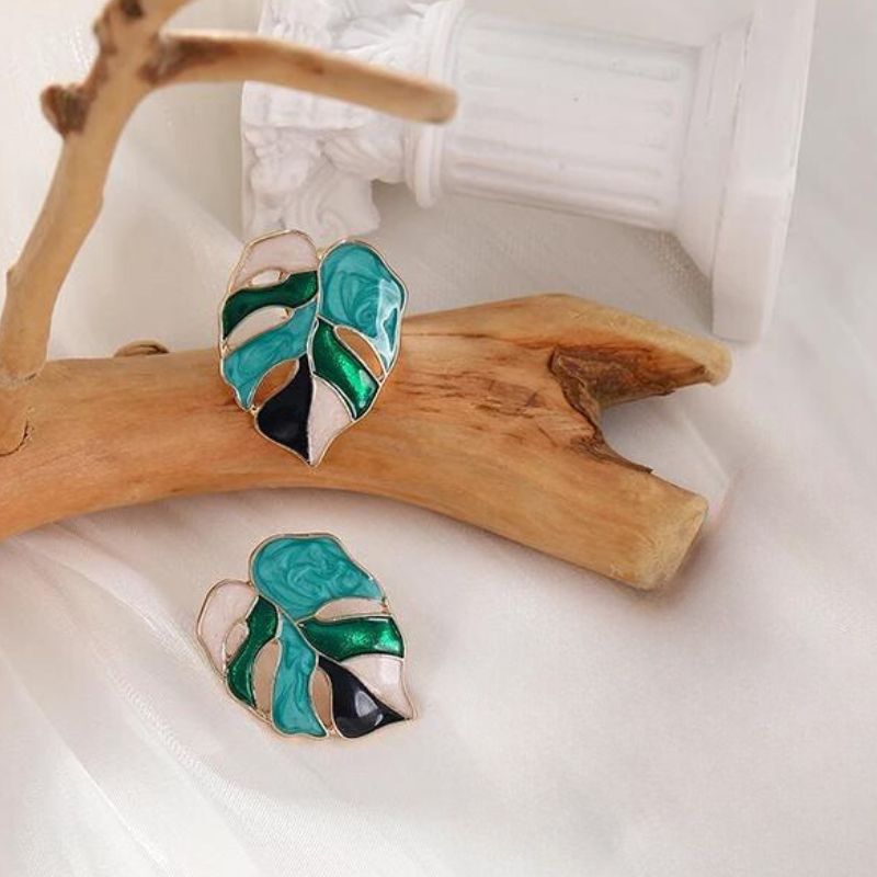 Boucles D'oreilles Clips Feuilles Monstera Image