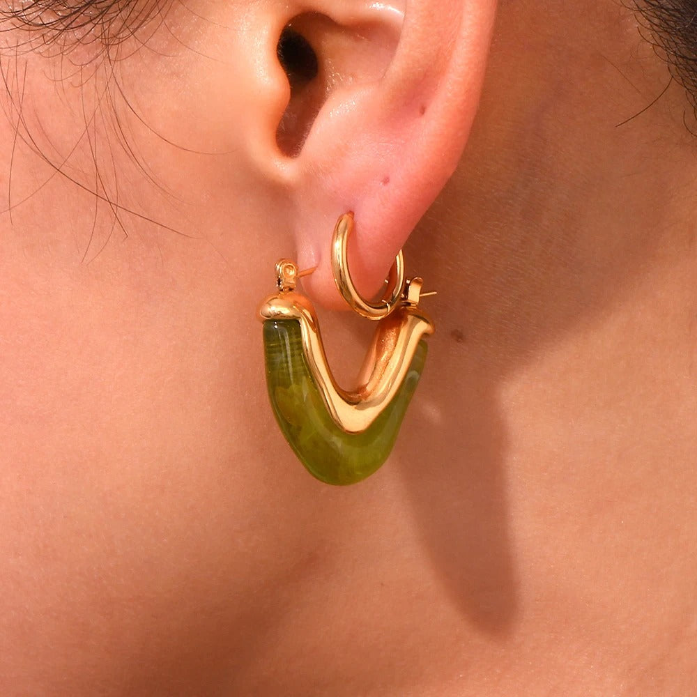 Boucles d'Oreilles Pendantes Originales Forme de V Image