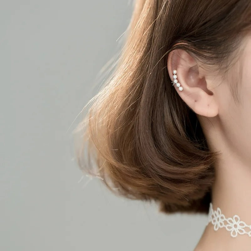 Ear Cuff 5 Perles Blanches
