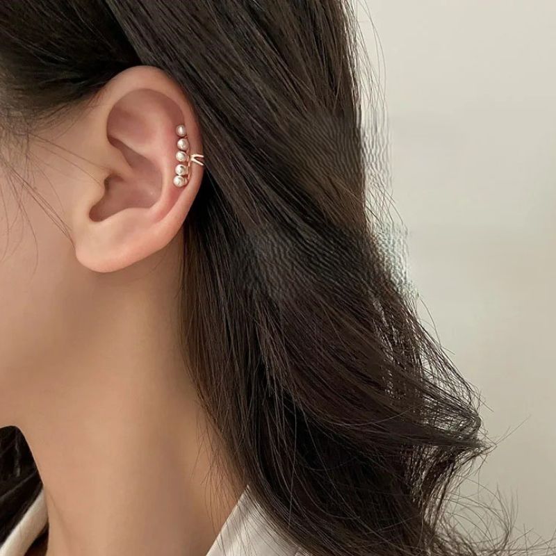 Ear Cuff 5 Perles Blanches