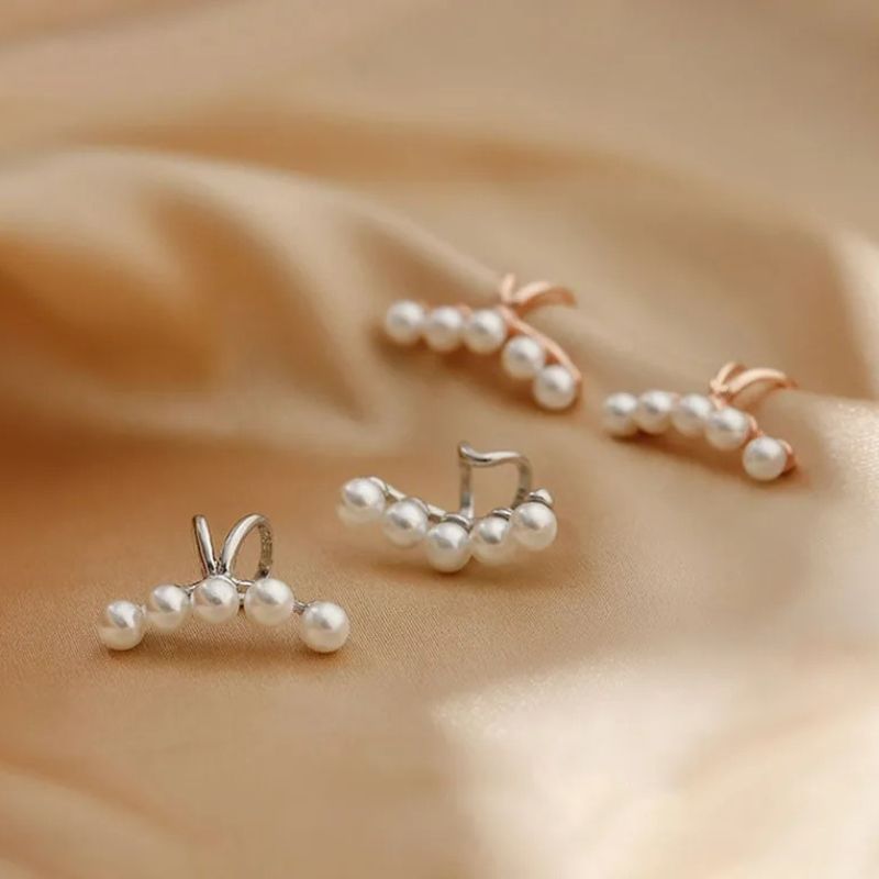 Ear Cuff 5 Perles Blanches