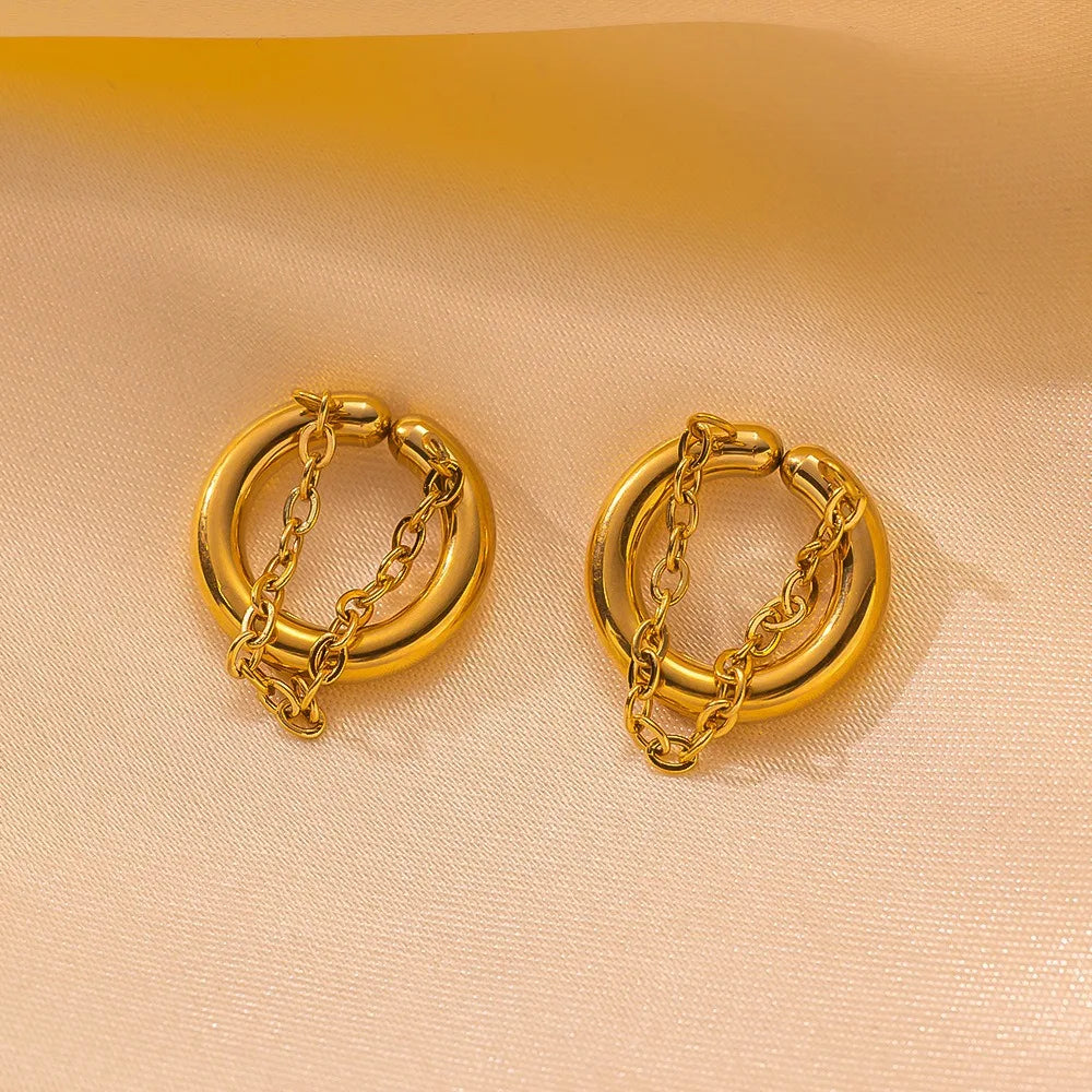 Ear cuff Acier Inoxydable Anneau Et Chaine