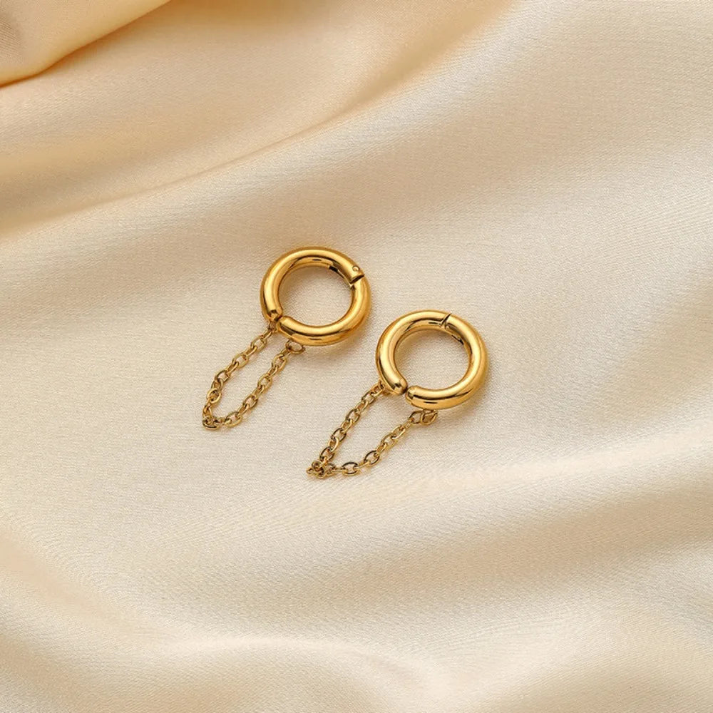 Ear cuff Acier Inoxydable Anneau Et Chaine