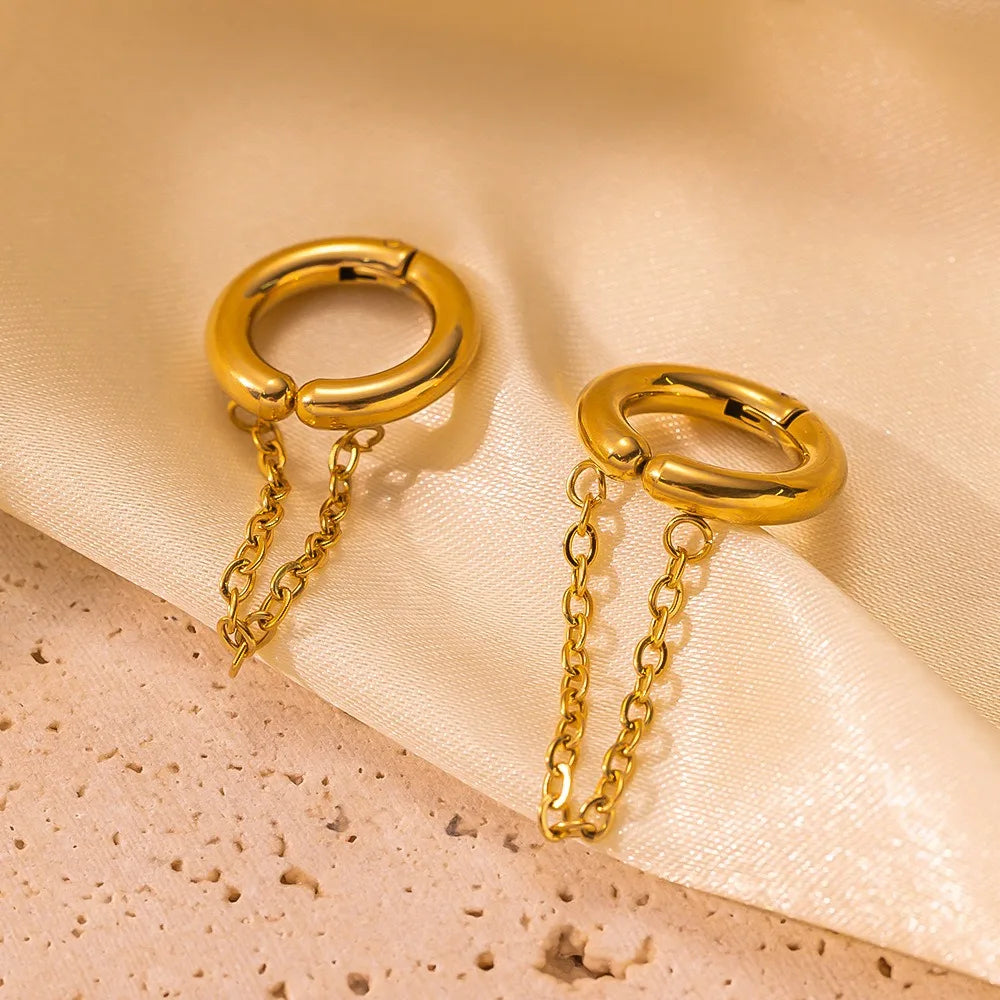 Ear cuff Acier Inoxydable Anneau Et Chaine
