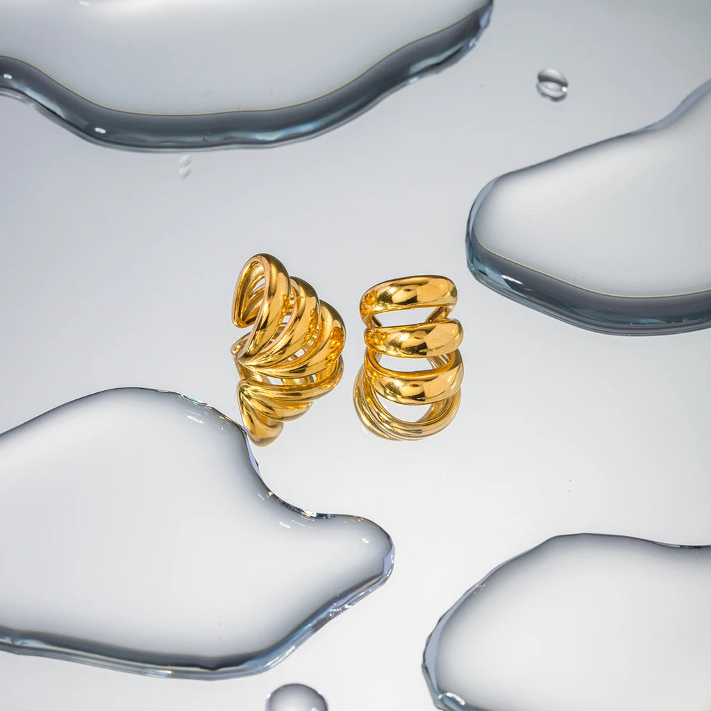 Ear cuff Acier Inoxydable Doré Triple