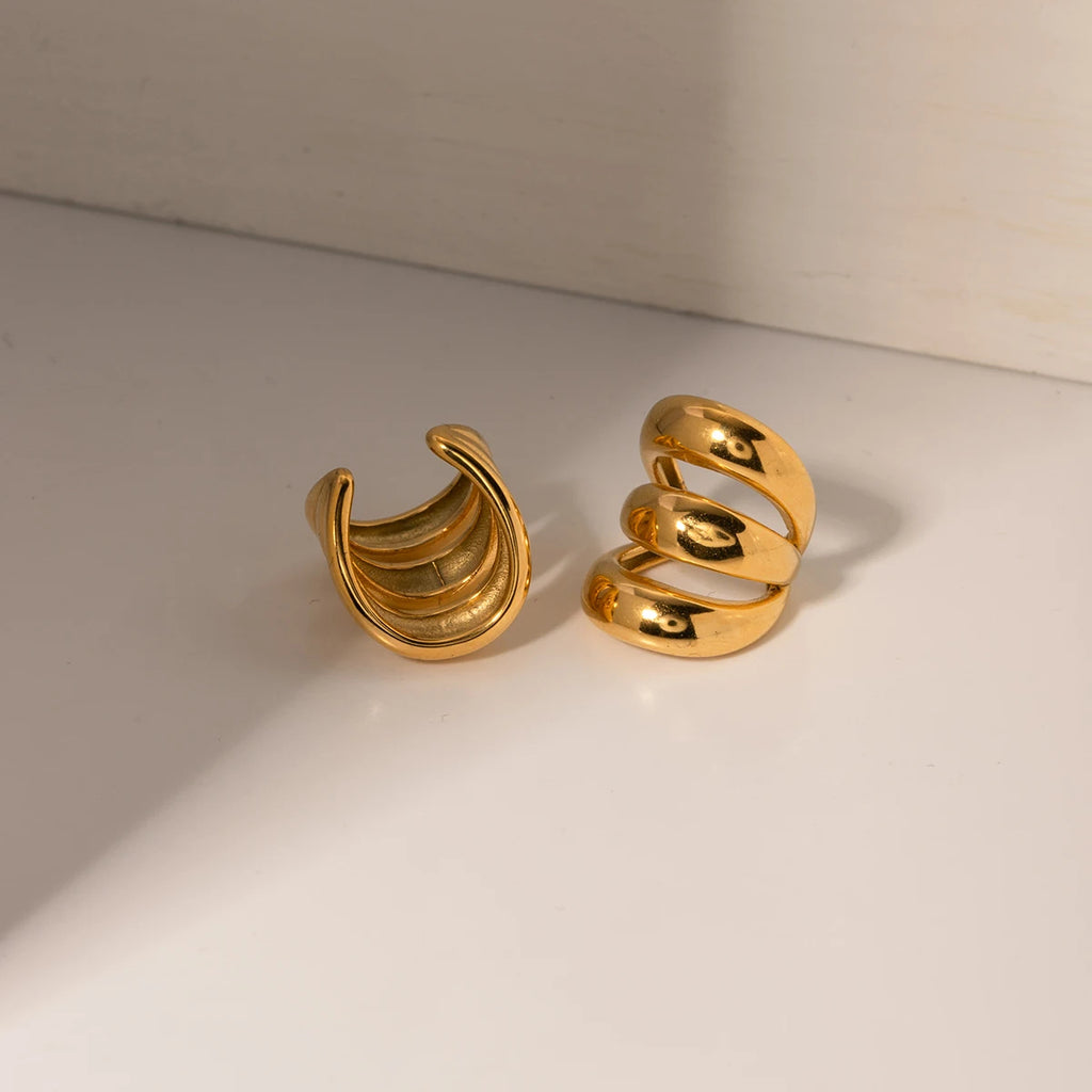 Ear cuff Acier Inoxydable Doré Triple