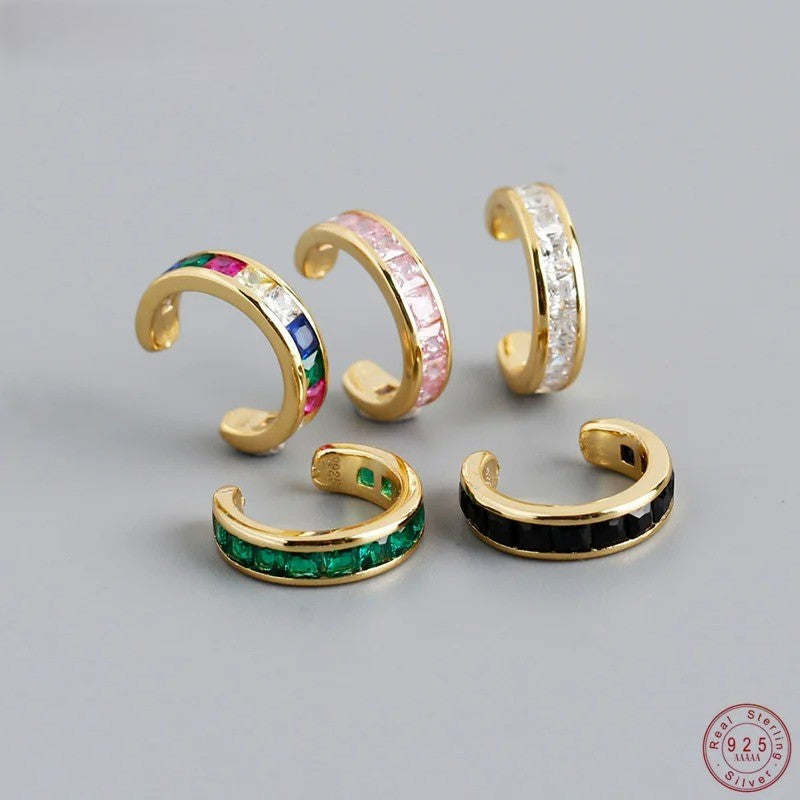 Ear Cuff En Argent Doré Et Pierres Zircon