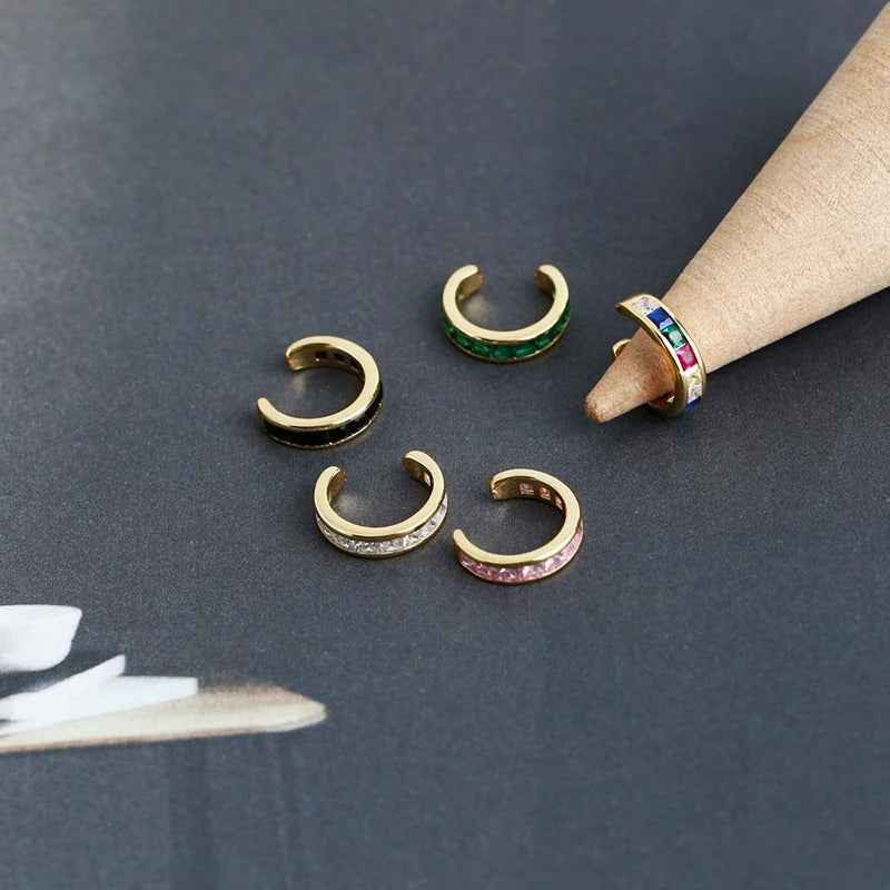 Ear Cuff En Argent Doré Et Pierres Zircon