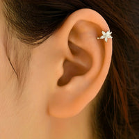 Ear Cuff Argenté Fleur Zircon