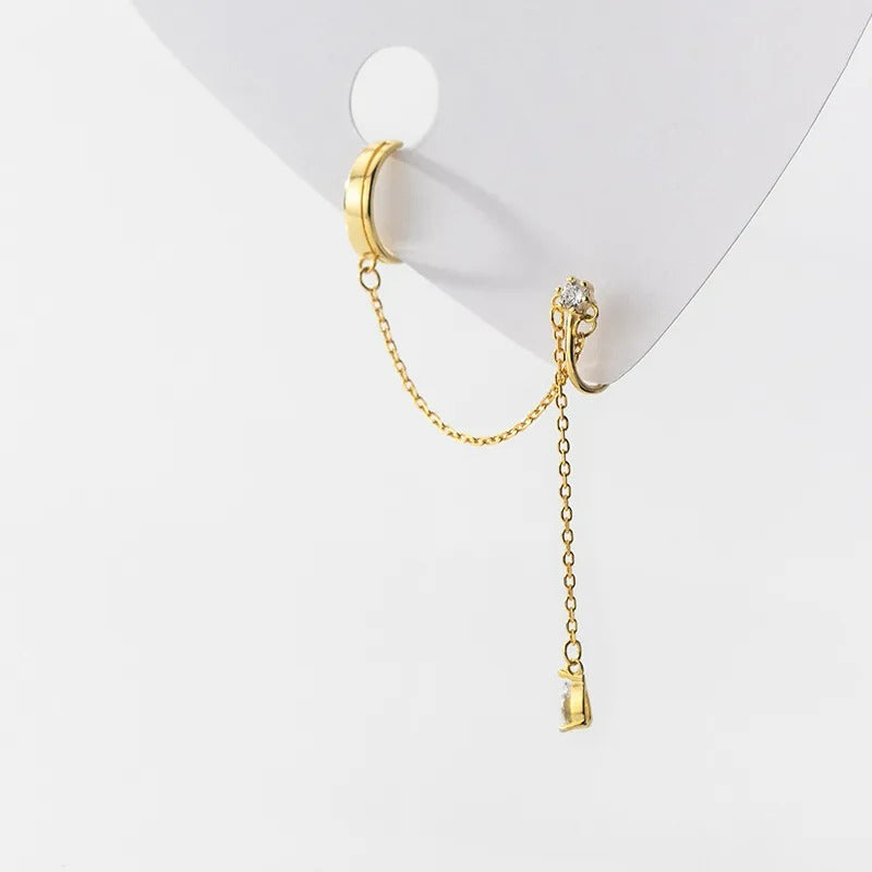 Ear Cuff Chaîne En Argent Et Zircon