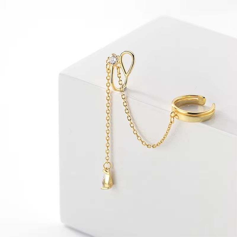 Ear Cuff Chaîne En Argent Et Zircon