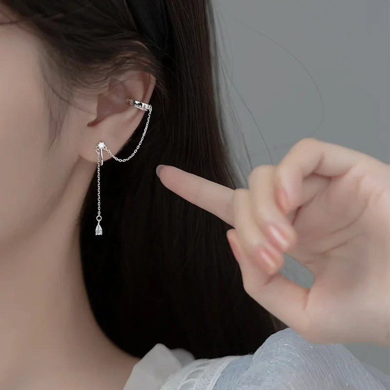 Ear Cuff Chaîne En Argent Et Zircon