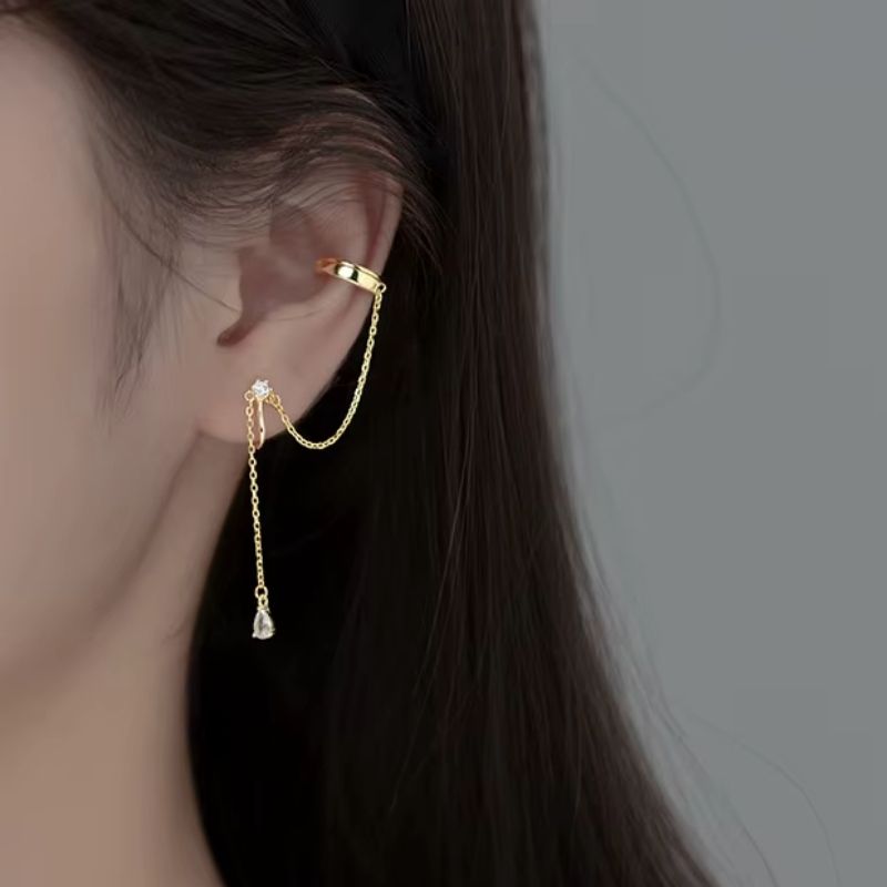 Ear Cuff Chaîne En Argent Et Zircon