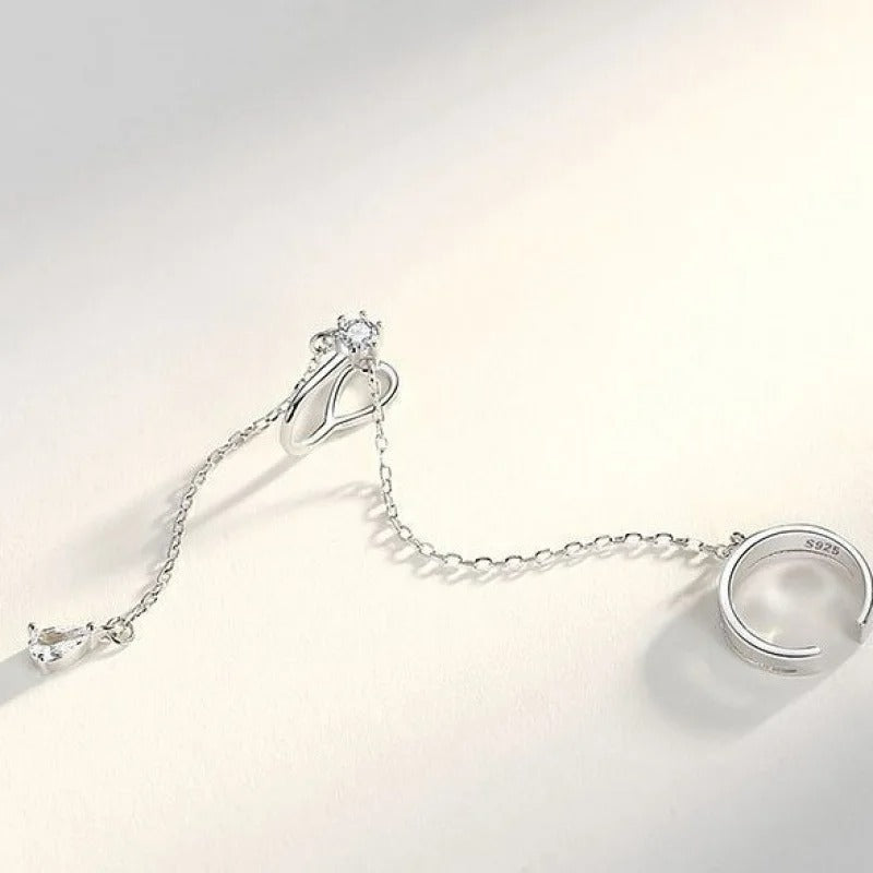 Ear Cuff Chaîne En Argent Et Zircon