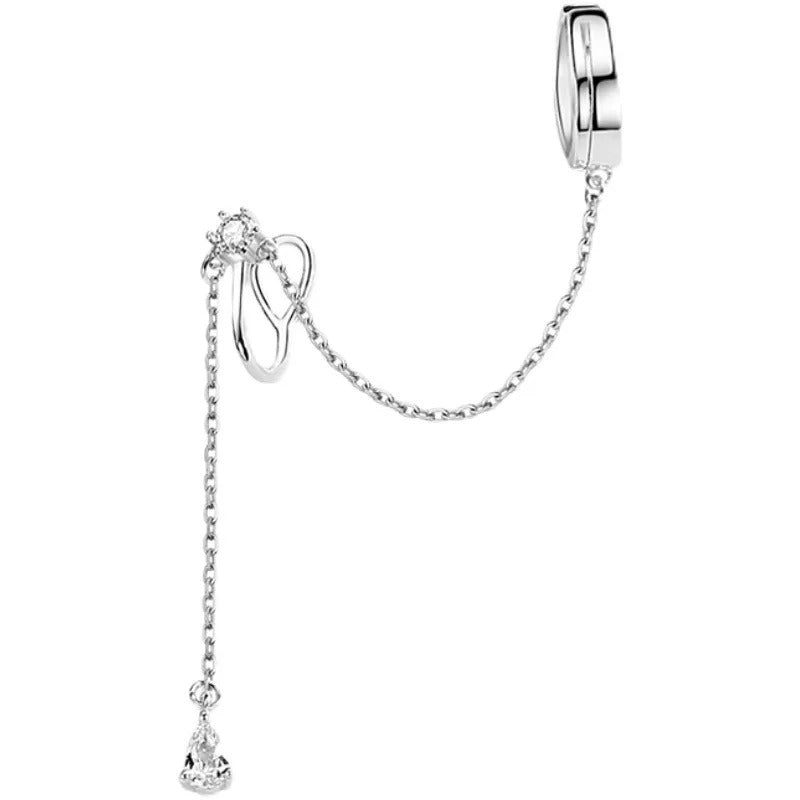 Ear Cuff Chaîne En Argent Et Zircon