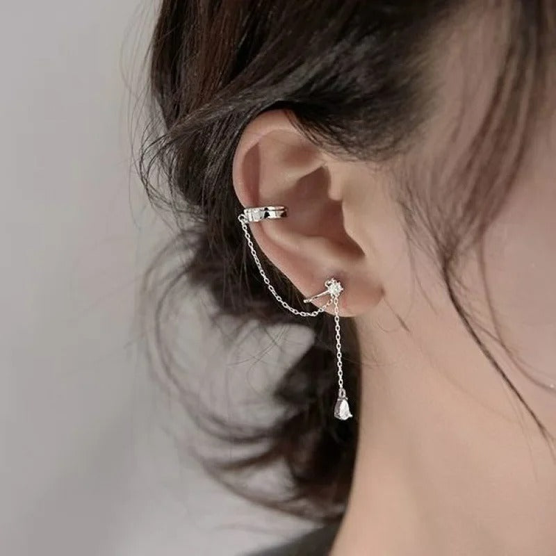 Ear Cuff Chaîne En Argent Et Zircon