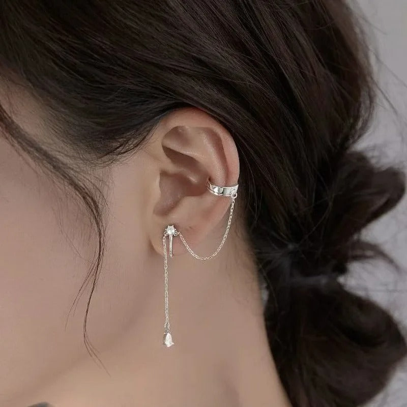 Ear Cuff Chaîne En Argent Et Zircon