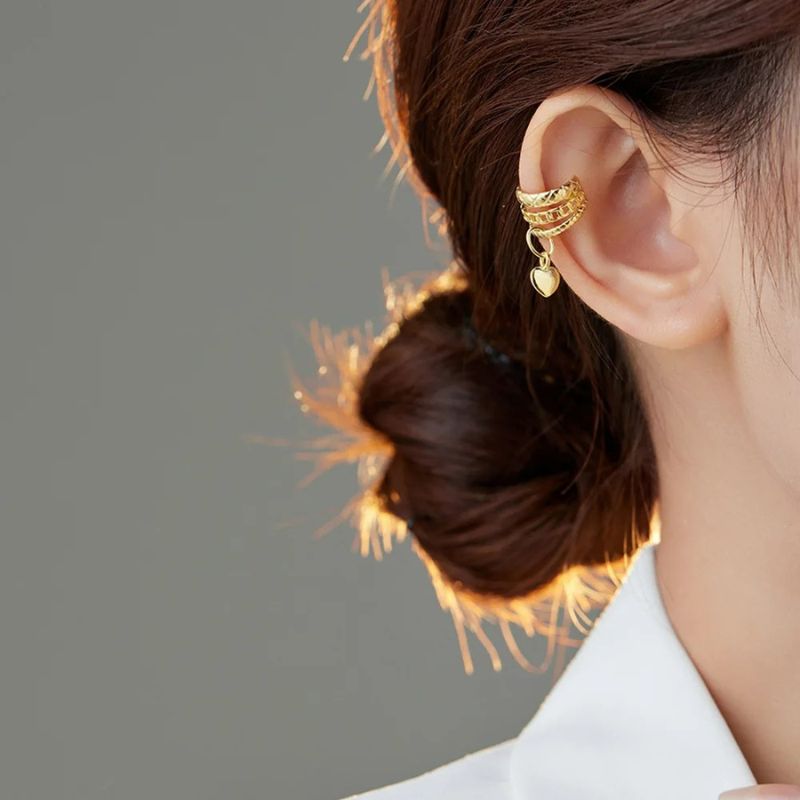 Ear Cuff Doré Grelot Cœur