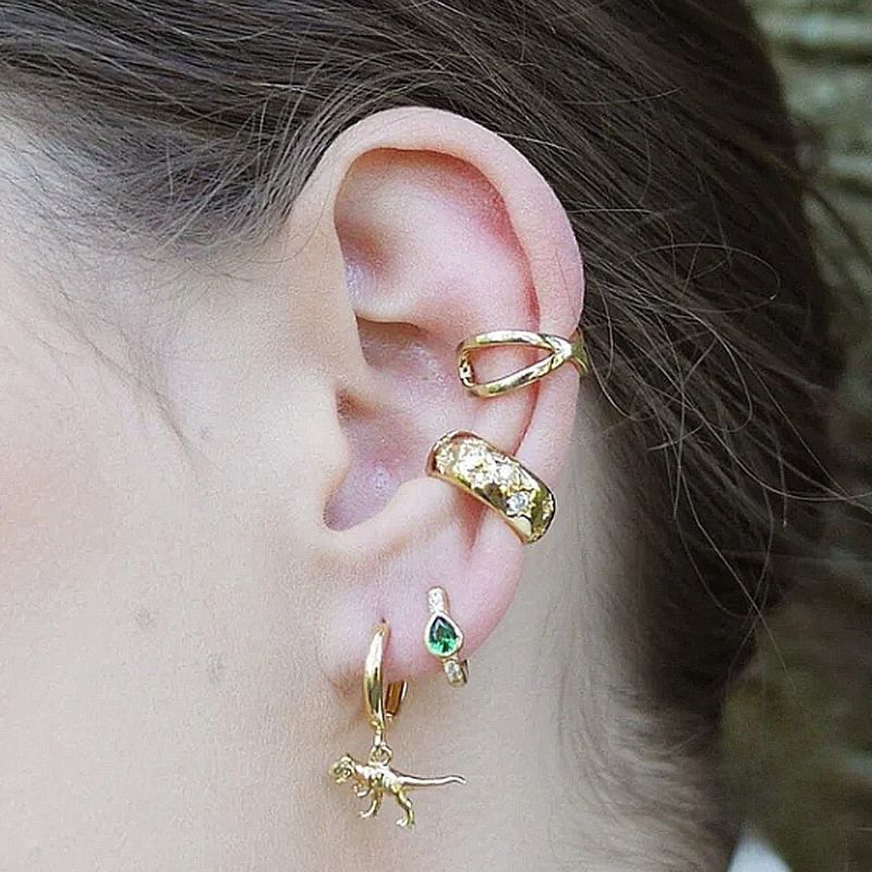 Ear Cuff Femme Doré avec Zircon Microincrusté