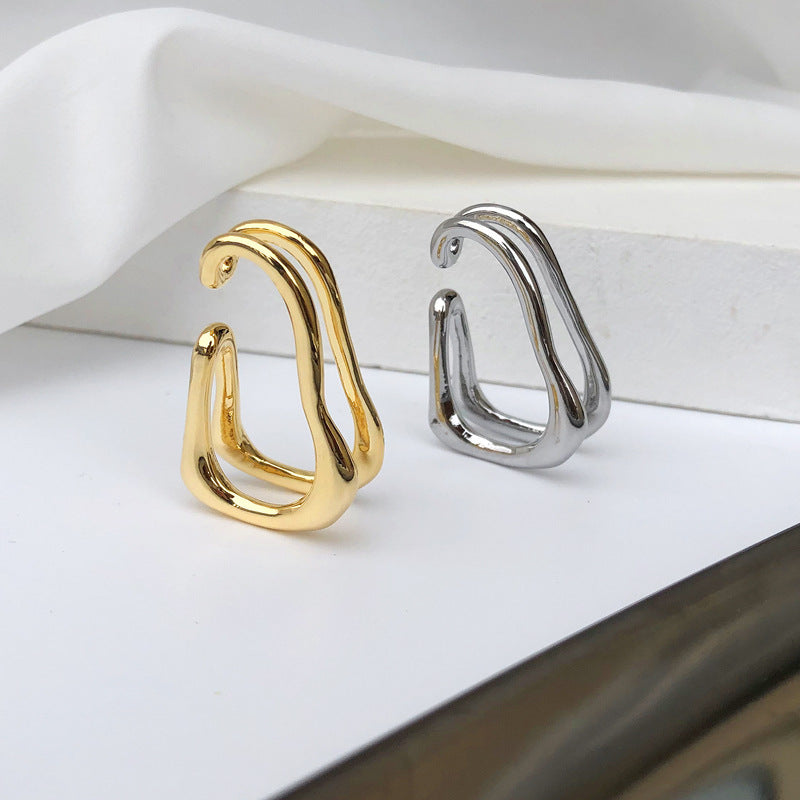 ear cuff femme double doré moderne