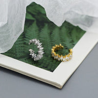 Earcuff Argent Zircon Feuille Éclatante