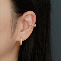 Earcuff Argent Zircon Feuille Éclatante