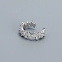 Earcuff Argent Zircon Feuille Éclatante