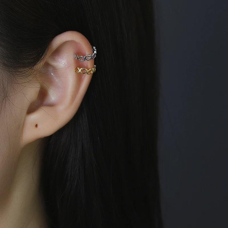 Earcuff Cœurs Entrelacés - Argent