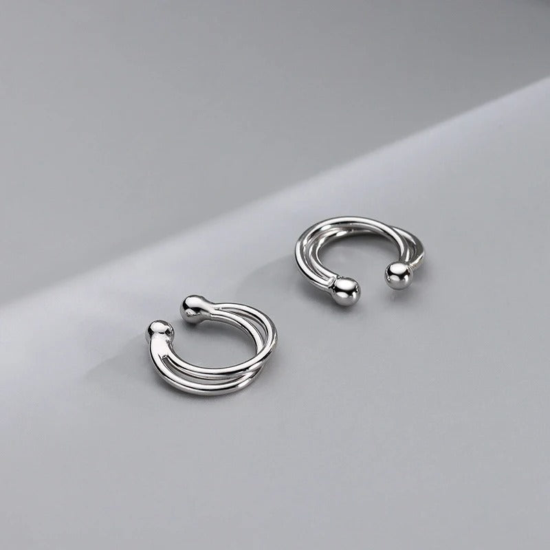 Earcuff Double Ligne Minimal - Argent