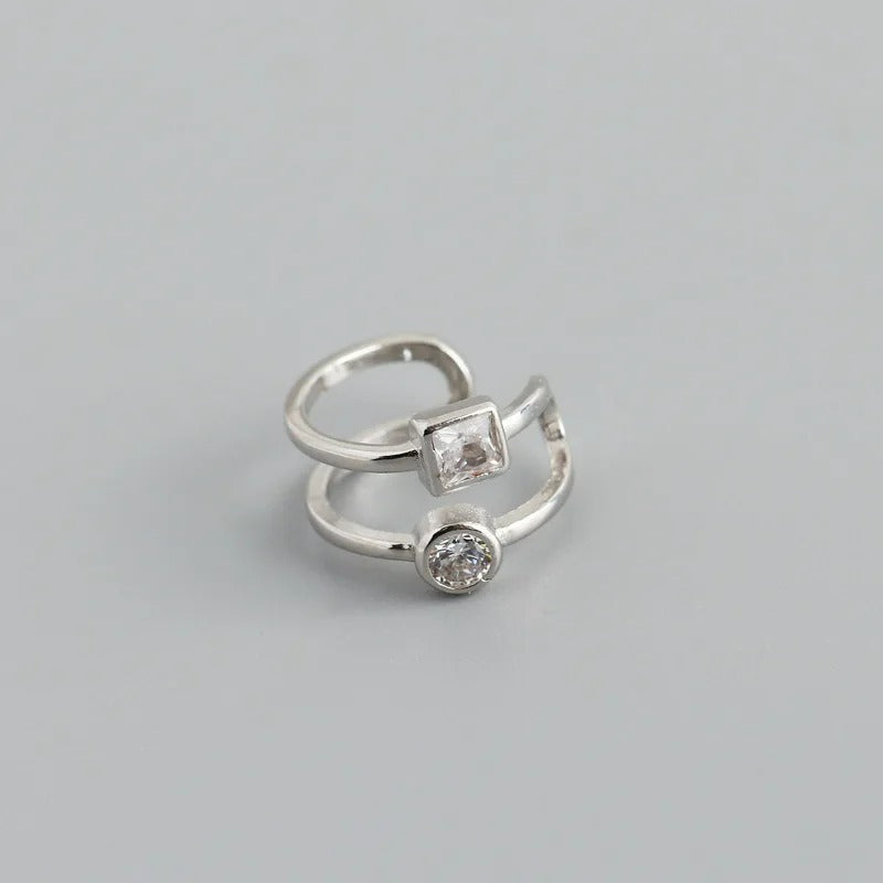 Earcuff Double Zircon Et Argent