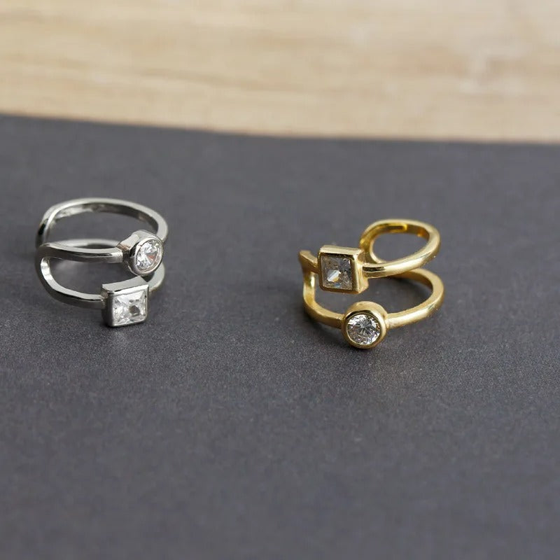 Earcuff Double Zircon Et Argent