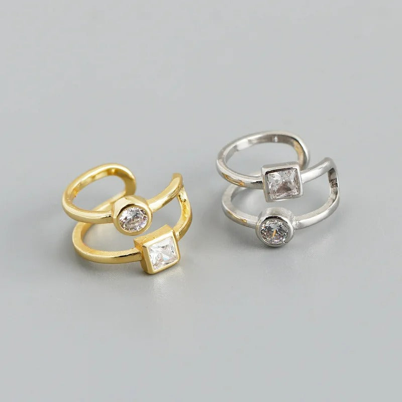 Earcuff Double Zircon Et Argent