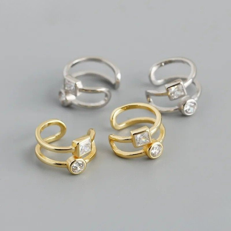 Earcuff Double Zircon Et Argent