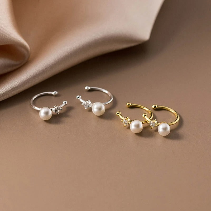 Earcuff Élégance Perle Et Zircon - Argent