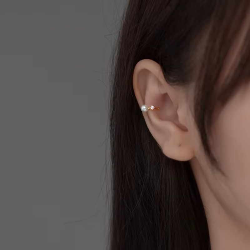 Earcuff Élégance Perle Et Zircon - Argent