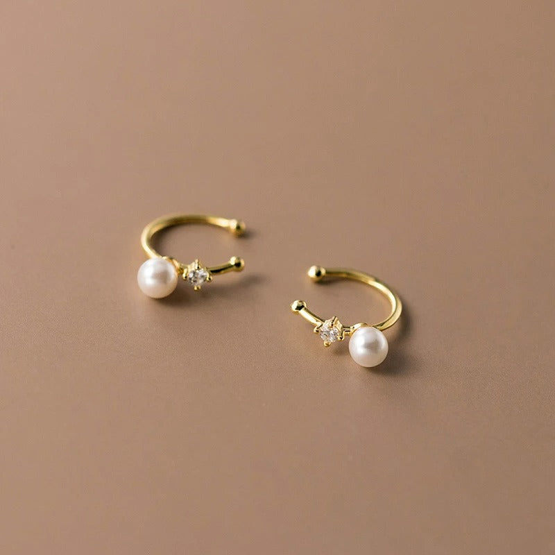 Earcuff Élégance Perle Et Zircon - Argent