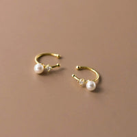Earcuff Élégance Perle Et Zircon - Argent